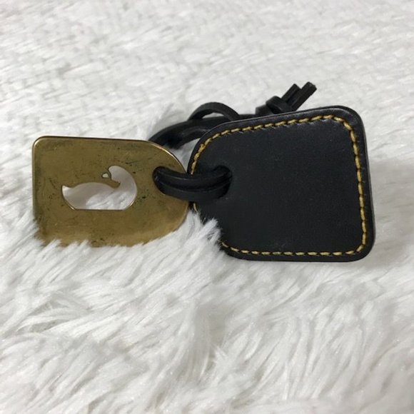 Dooney & Bourke 1975 Brushed Gold Metal & Genuine Leather Handbag 2pc Fob - Picture 5 of 6